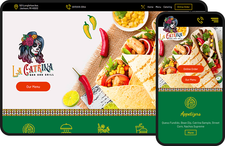 La Catrina Bar & Grill Mexican Restaurant Website Design