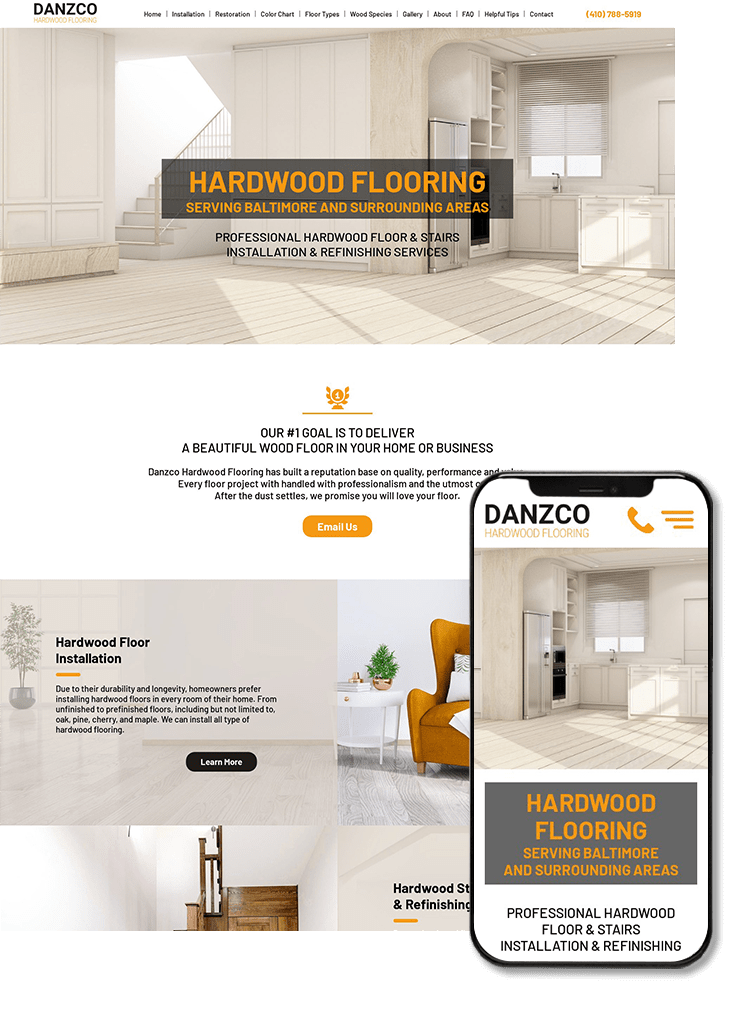 danzco hardwood flooring custom website design