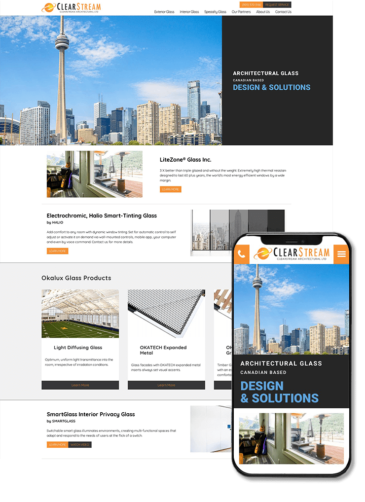 construction service website, clear stream architecture